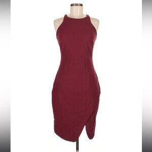 Elizabeth and James Deep Red Maroon Cocktail Racerback Dress